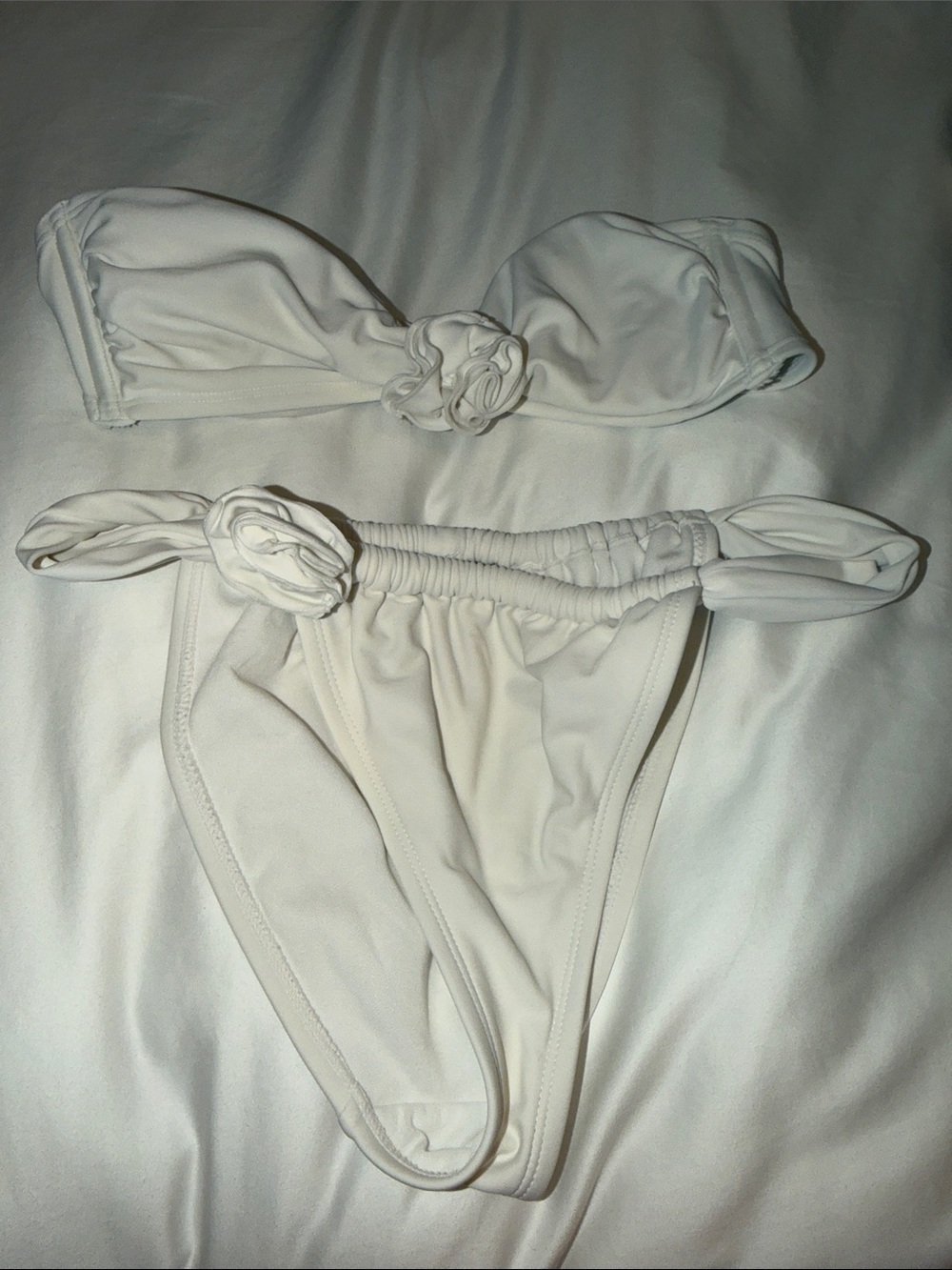 wild fable White Bandeau Bikini Set with Floral Knots